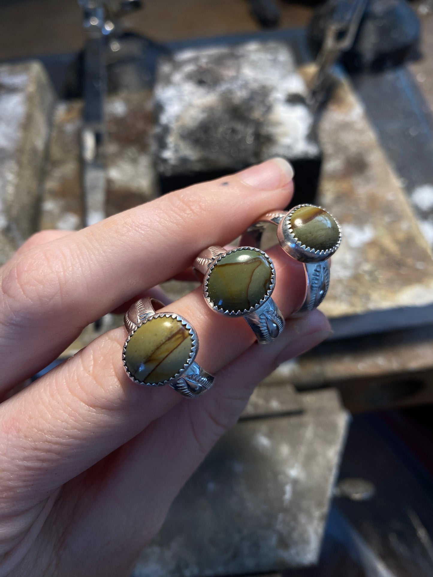 Stamped Jasper rings