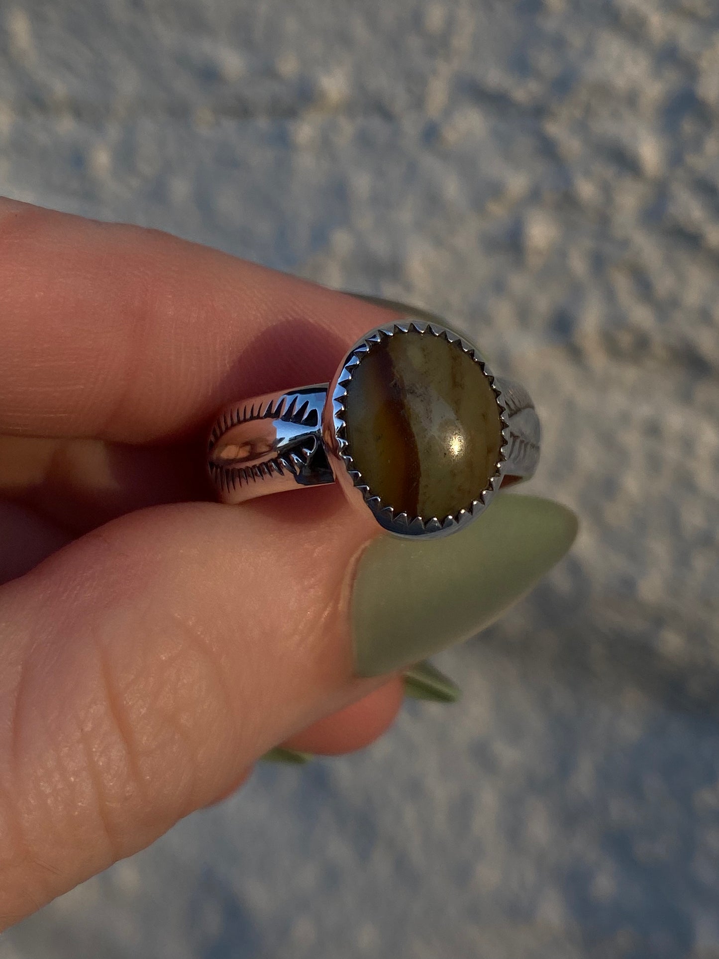 Stamped Jasper rings