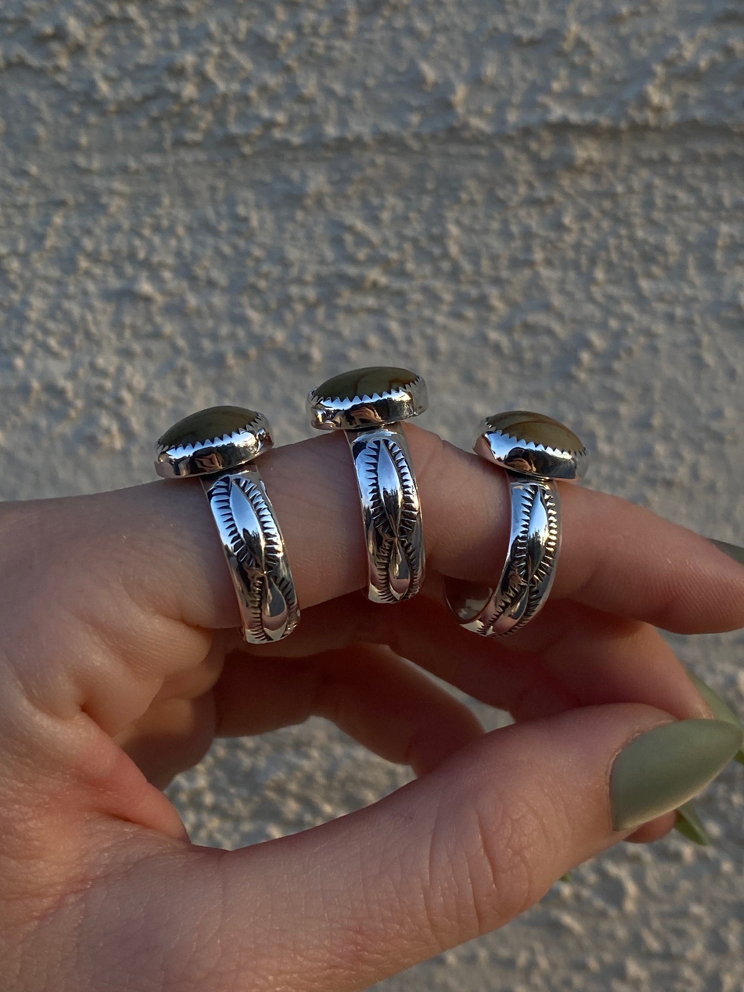 Stamped Jasper rings
