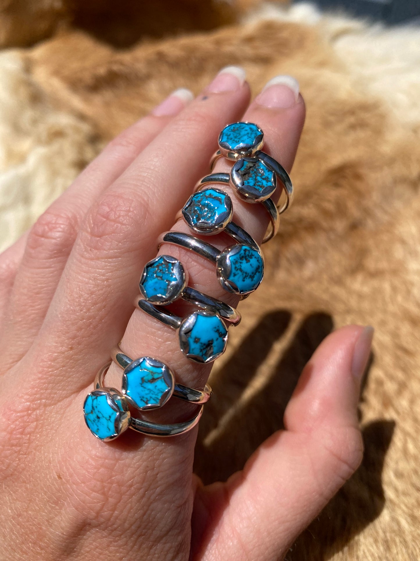 Turquoise Flower stacker ring