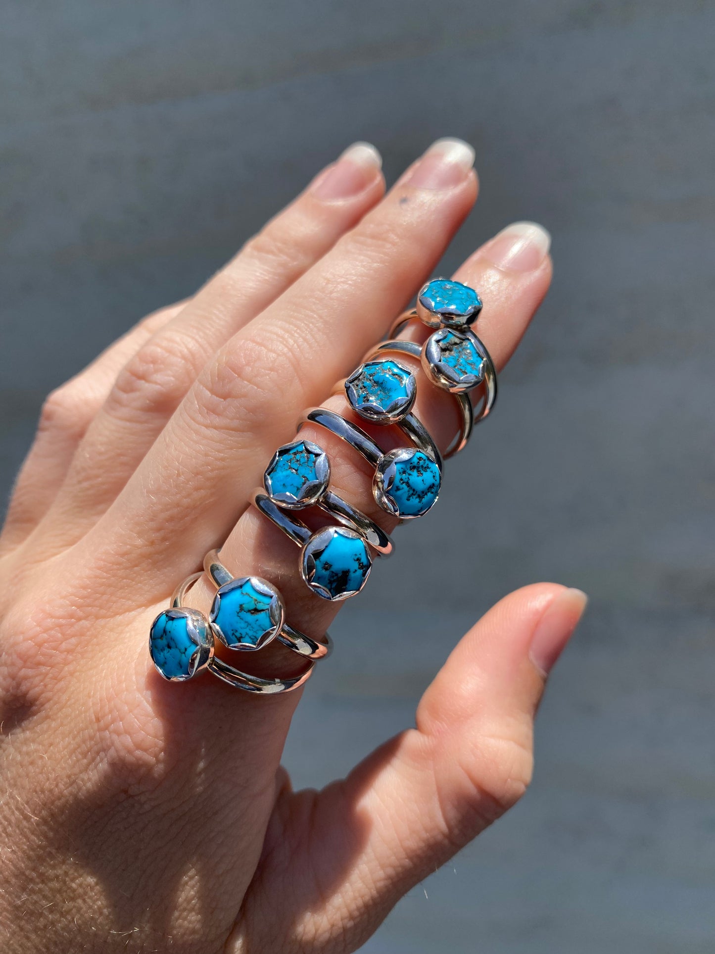 Turquoise Flower stacker ring