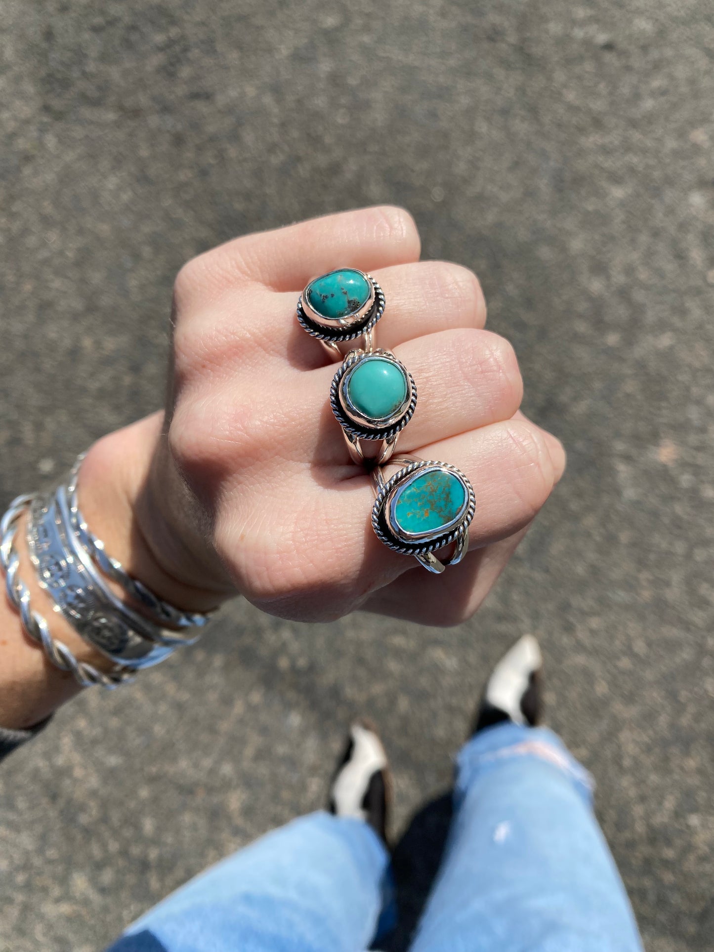 Classic Turquoise Twist rings