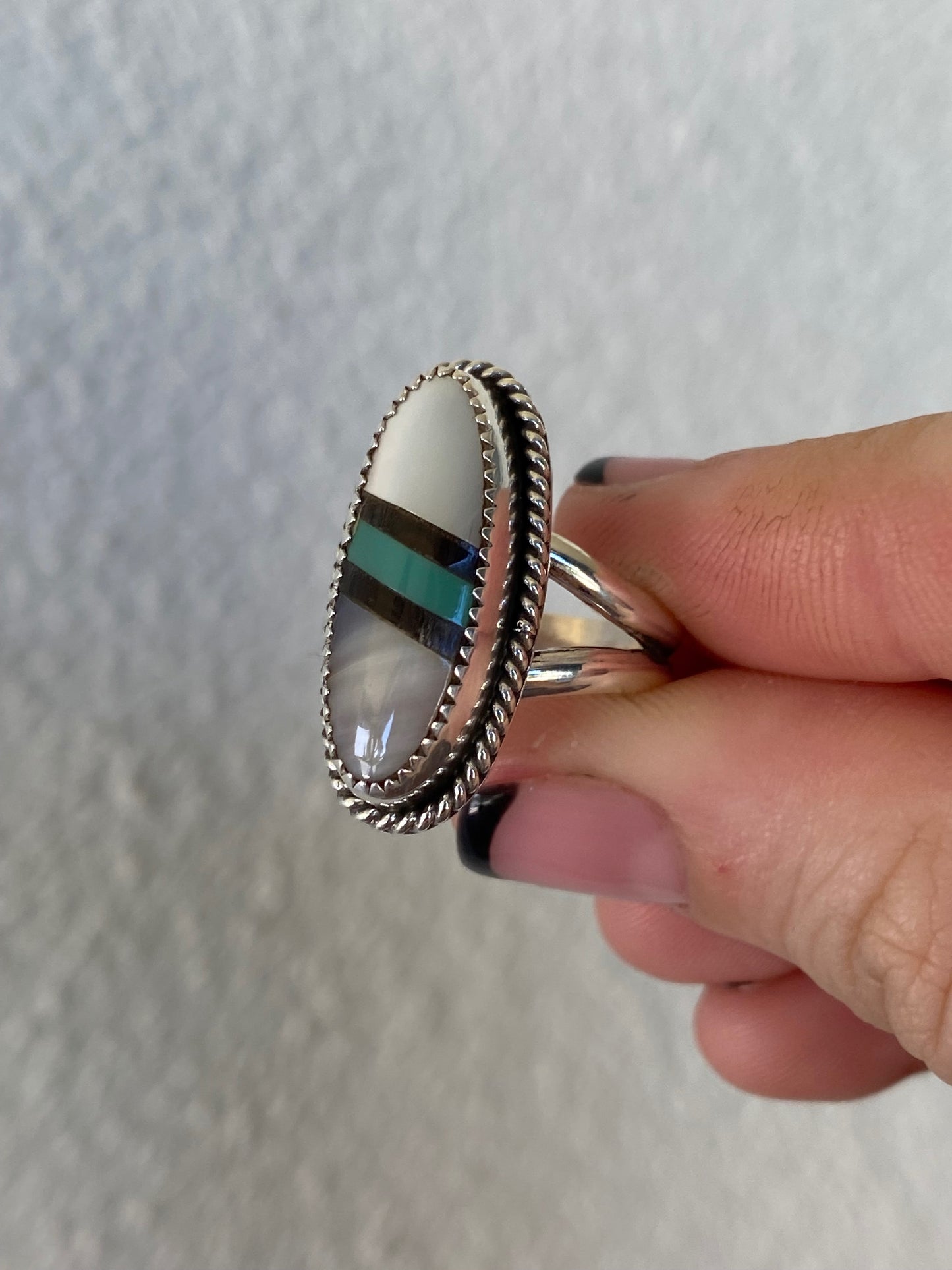 Turq, MOP, Onyx inlay rings