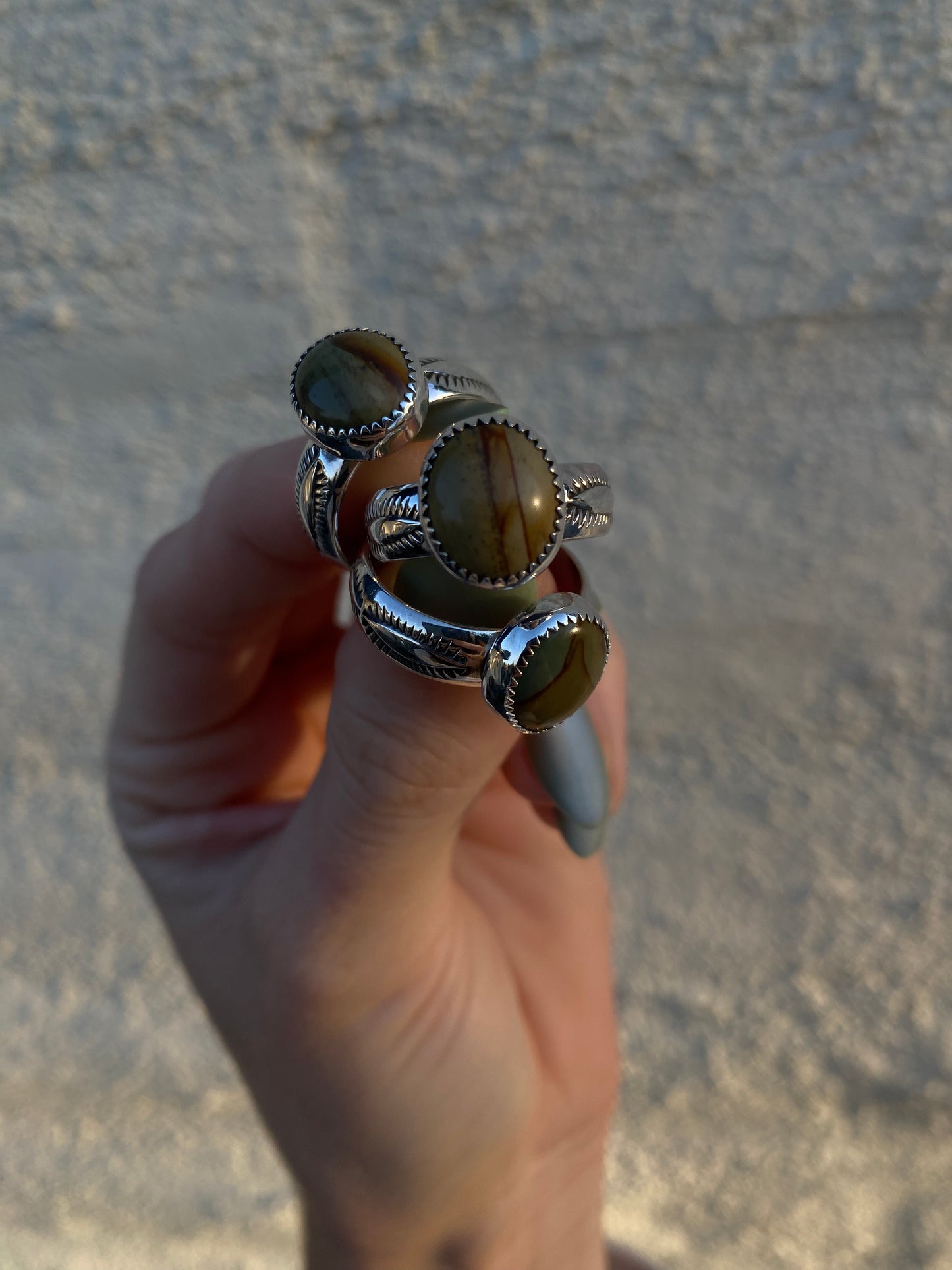 Stamped Jasper rings