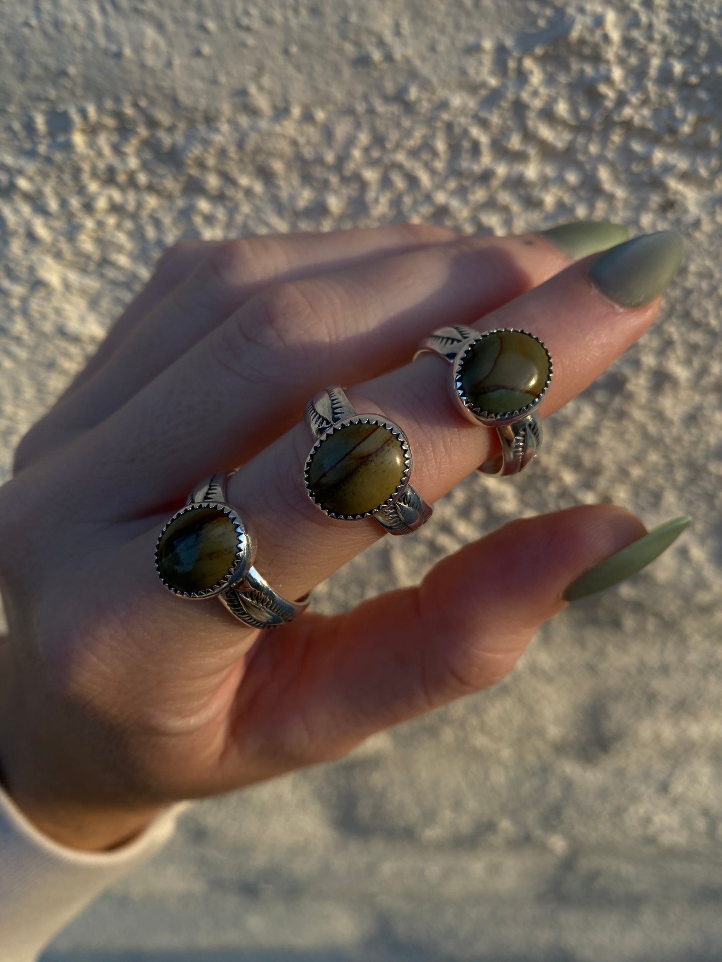 Stamped Jasper rings