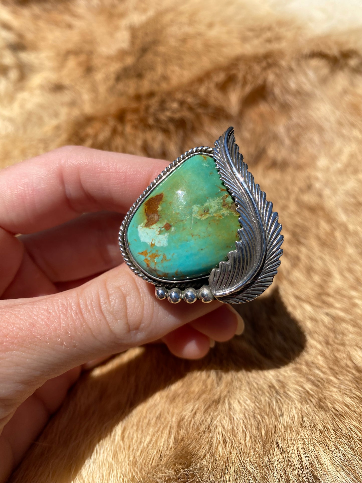 Turquoise Feather ring