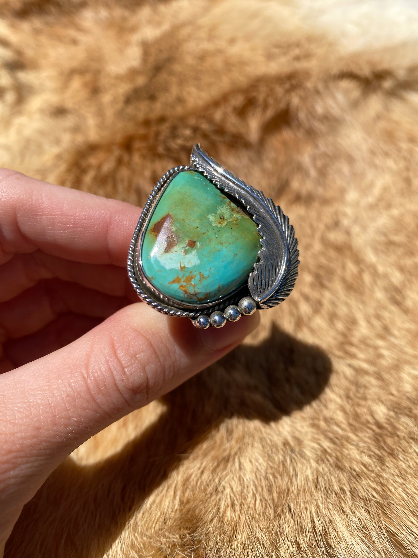 Turquoise Feather ring