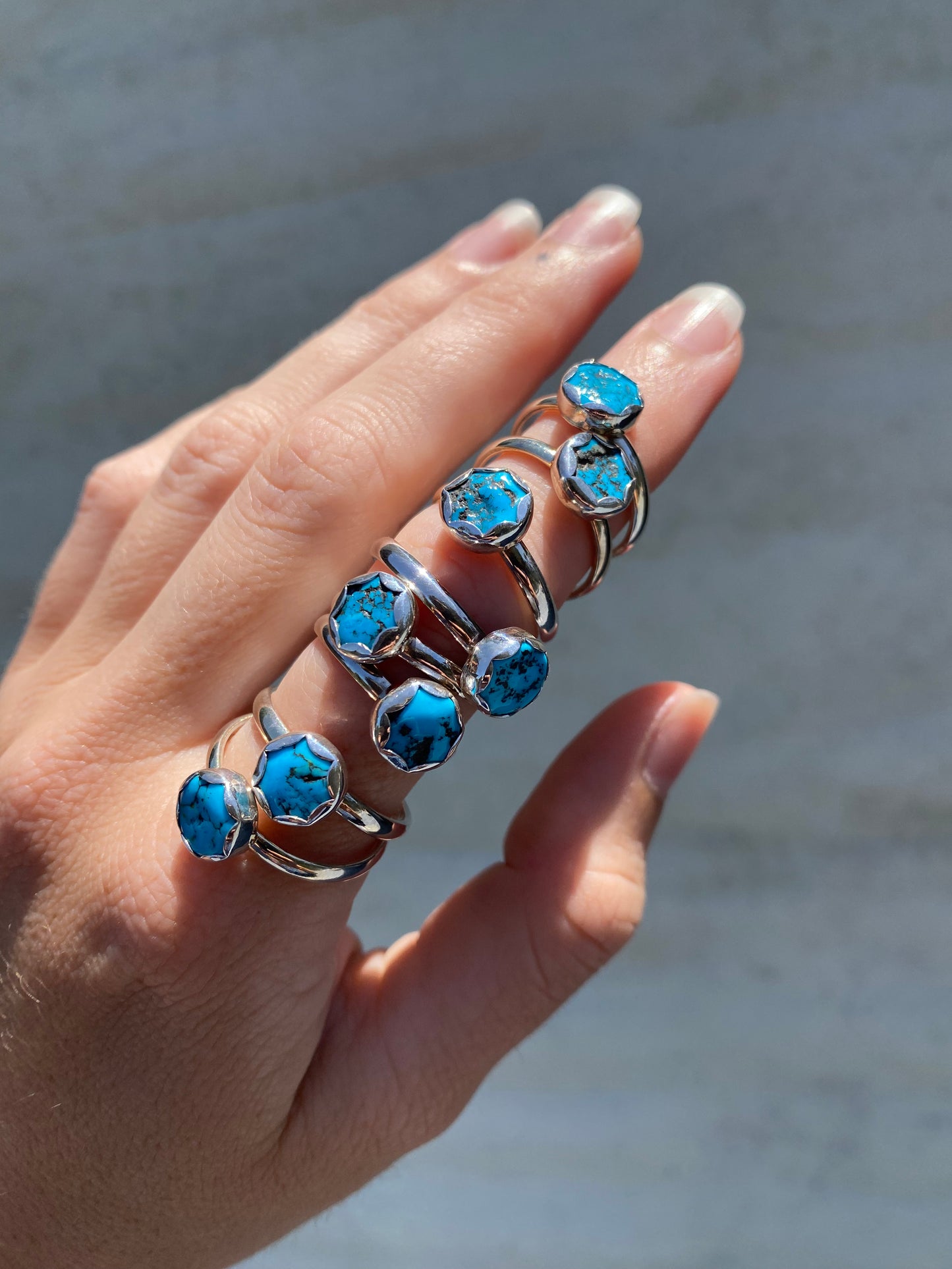 Turquoise Flower stacker ring