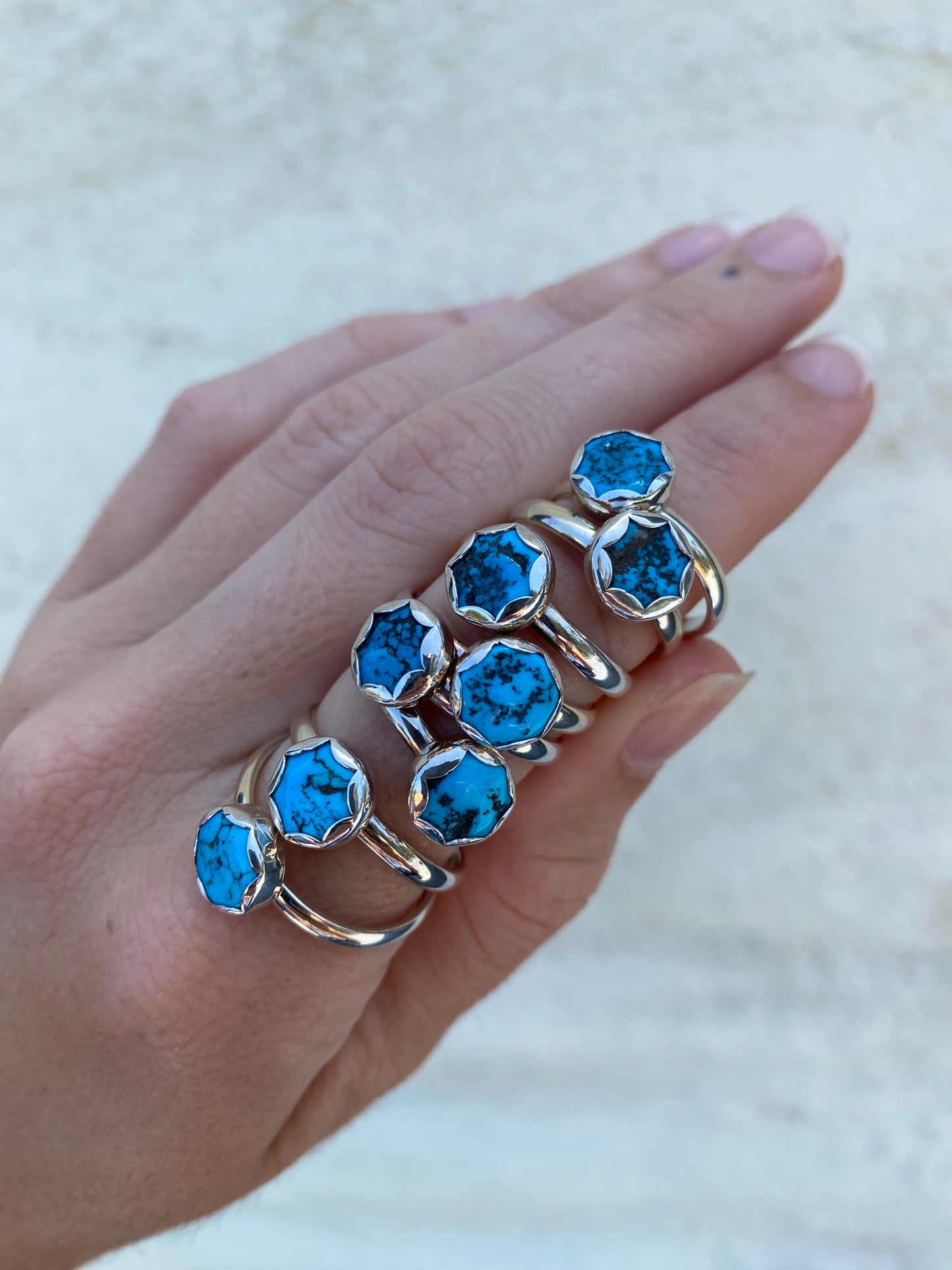 Turquoise Flower stacker ring