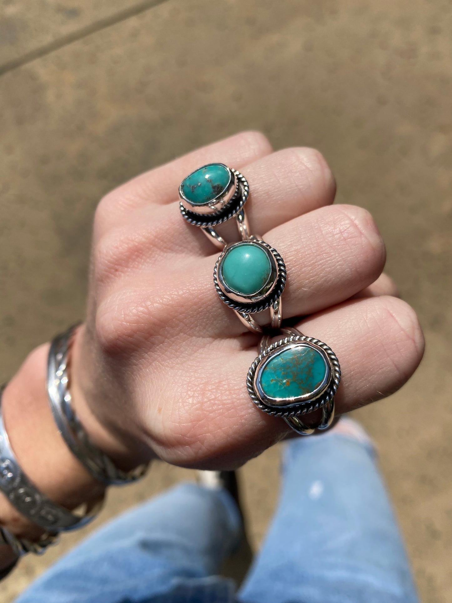 Classic Turquoise Twist rings