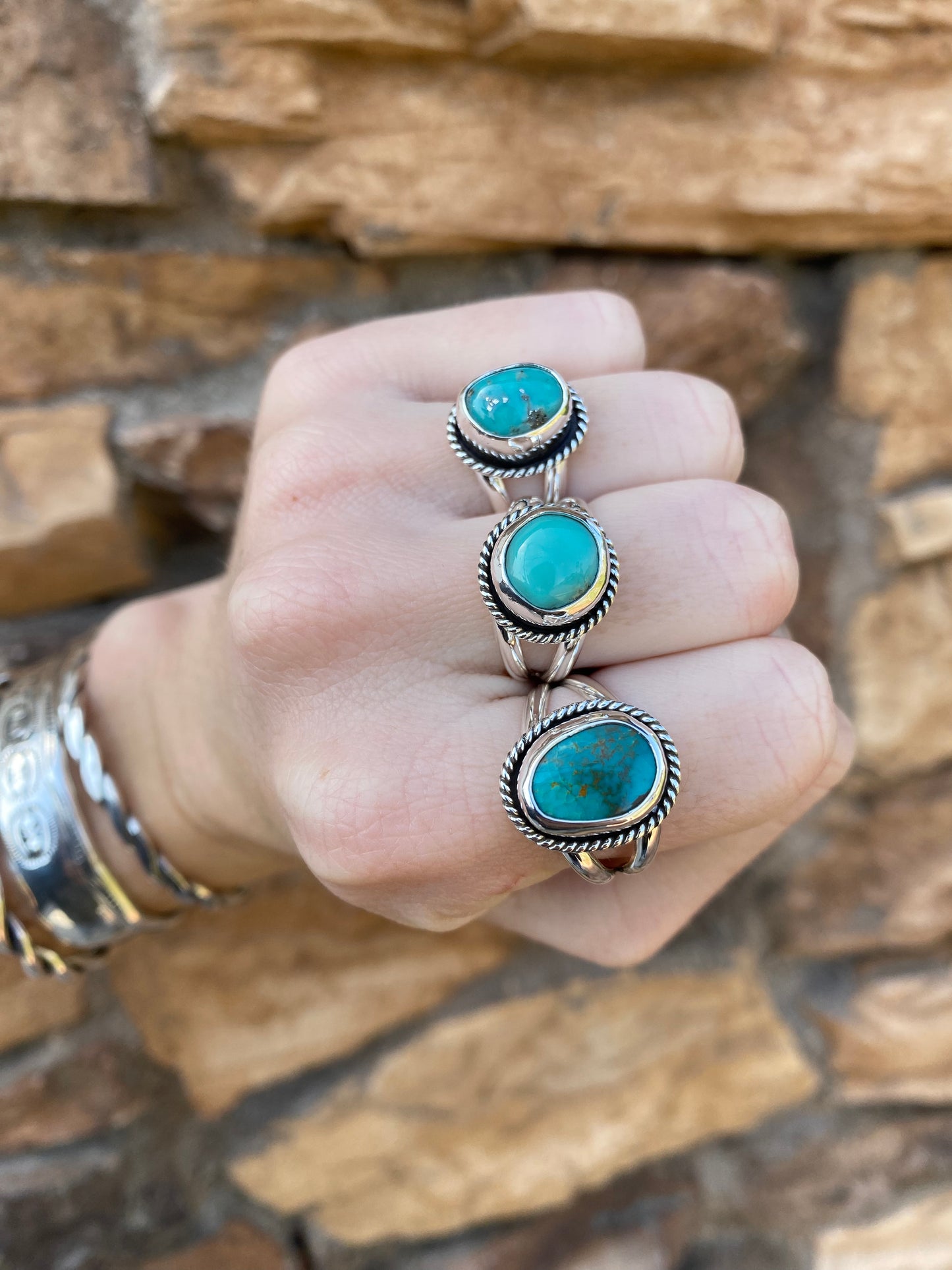 Classic Turquoise Twist rings